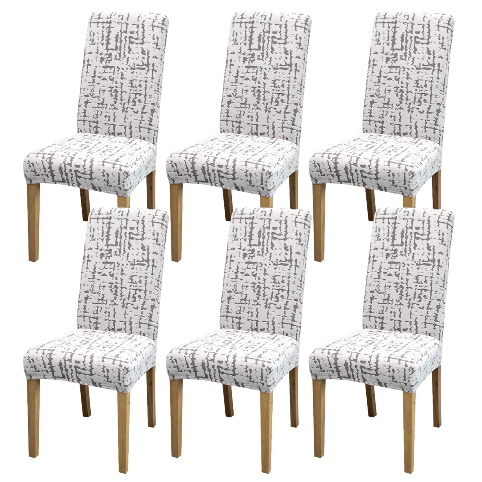 Housses de chaise extensibles lot de 6 protections haute élasticité en jacquard premium