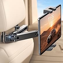 Car Tablet Stand, [Foldable Extension Arm] 360° Rotation iPad Car Holder for Children, Car Speaker Stand Headrest Compatible with iPad, All Devices 4.7-12.9 Inches