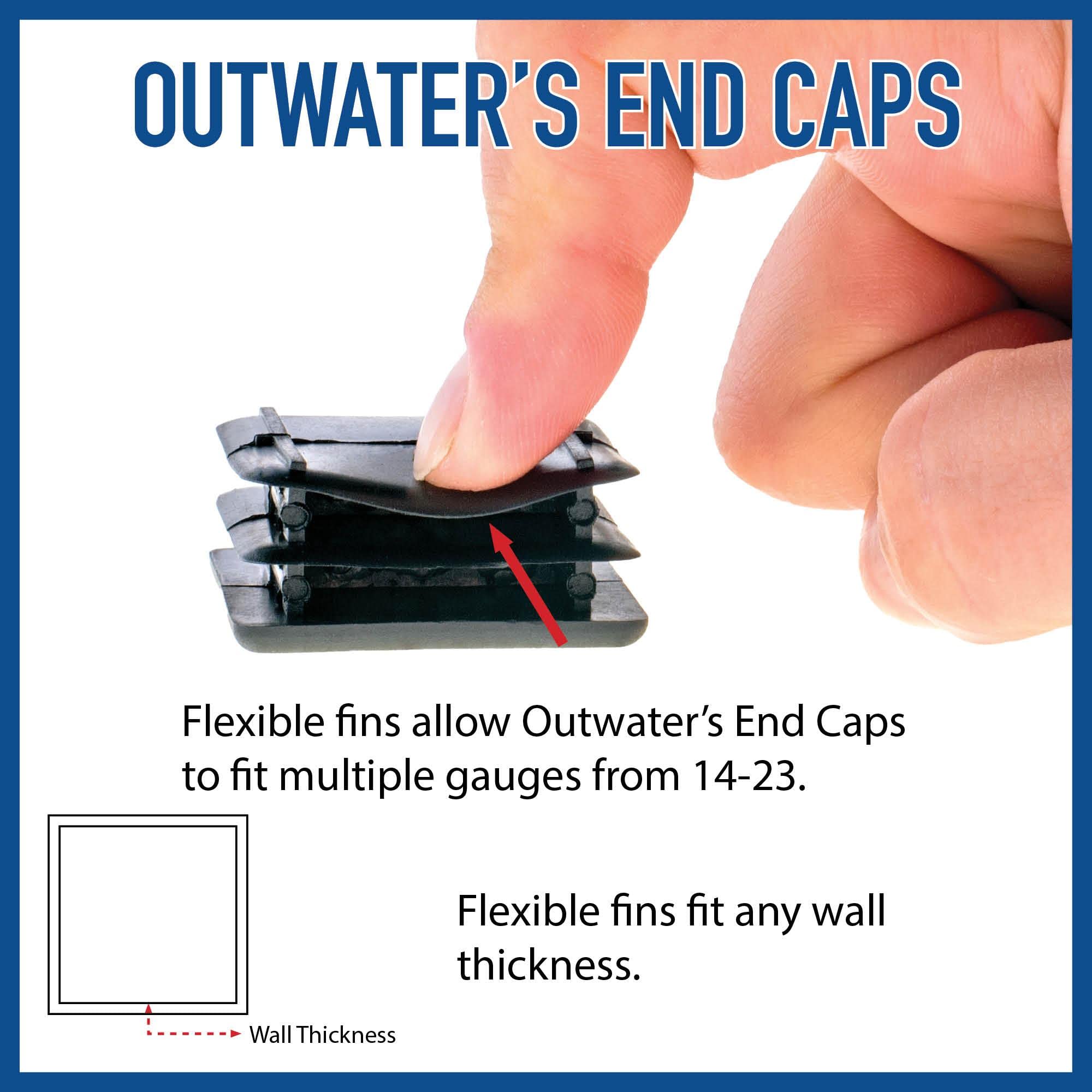 Outwater Kunststoff-Endkappen für Vierkantrohre, 5,1–1,3 cm, Endkappen für quadratische Rohre, Stuhlgleiter, Bodenschutz, passend für Multi-Messgeräte-Rohre, hergestellt in den USA, 100 Stück