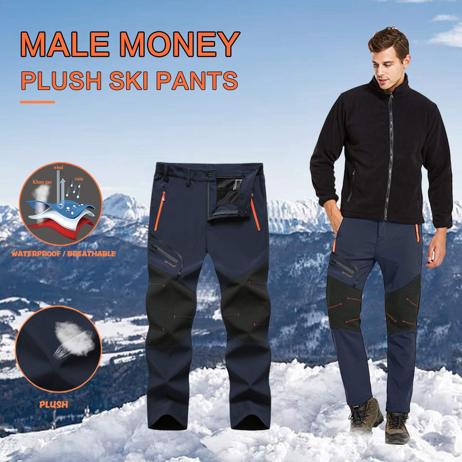 Herren Trekkinghose Übergröße, Outdoor Winddicht Softshellhose, Wasserdicht Sturmhose mit Multi Pocket, Slim fit Stretch Sweathose, Herren Schnelltrocknend Wandern Hose