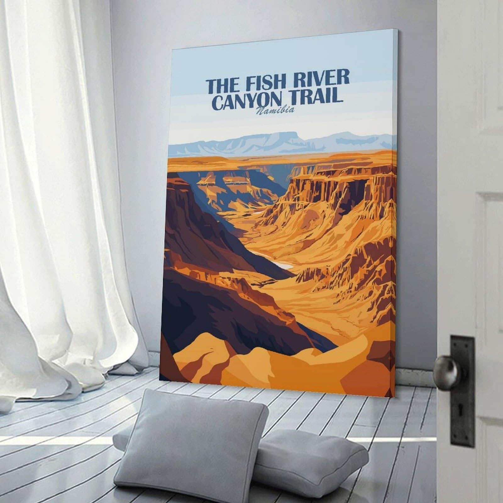 Junmoney Fish River Canyon Trail, Namibia Canvas Wall Art 08x12inch(20x30cm), for Study, Office Or Focused Interiors, Home Office Artwork with Decorative Appeal