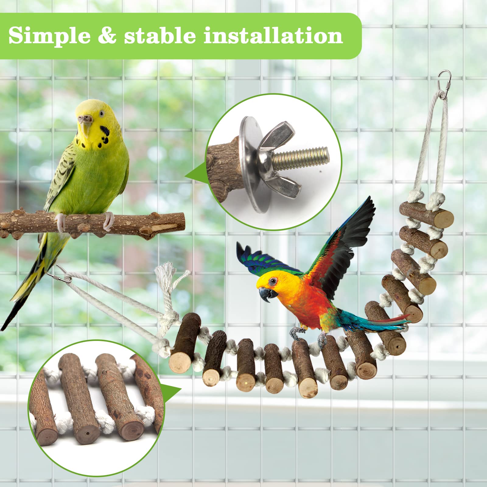 Giochi Per Uccelli - 2 Pezzi, Altalene Legno Per Pappagalli - Foto 4