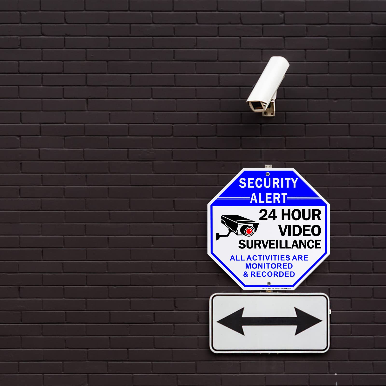 Paquete de 2 letreros de videovigilancia, 10 x 10 pulgadas, reflectantes, de aluminio, con protección UV y resistente al agua, uso en interiores o exteriores, para cámara de seguridad CCTV