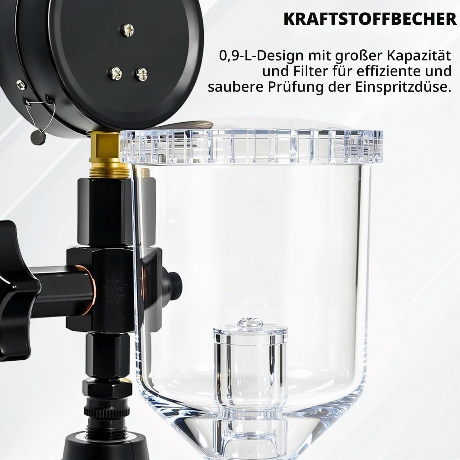 Einspritzdüsen Prüfgerät, Diesel Einspritzdüsen mit Doppelter Skalierung, 600 bar Tester Druckprüfgerät, Diesel-Injektor-Durchflussprüfgerat für die Reparatur von Auto, Lkw- Oder Traktoren