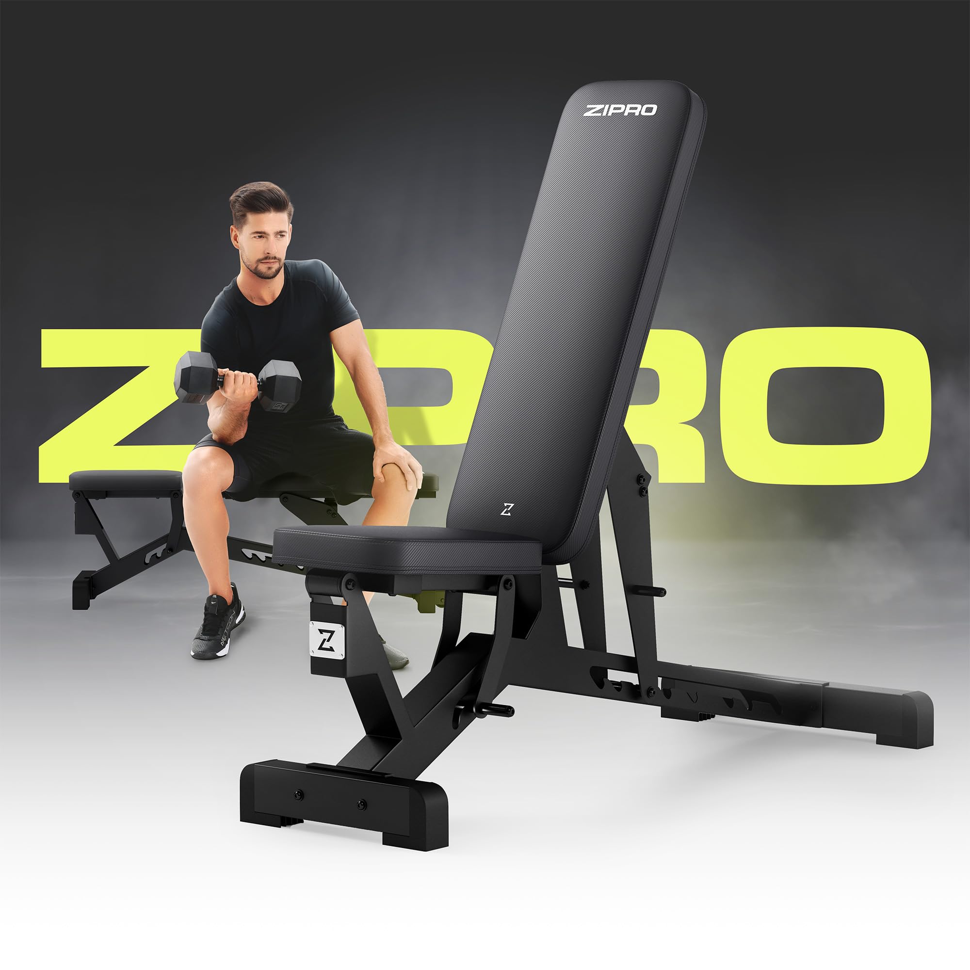 Zipro banco de entrenamiento plegable, banco de press de banca, banco de fitness, banco multifuncional para abdominales, equipo de fitness, banco plano, banco de pesas, estación de fuerza