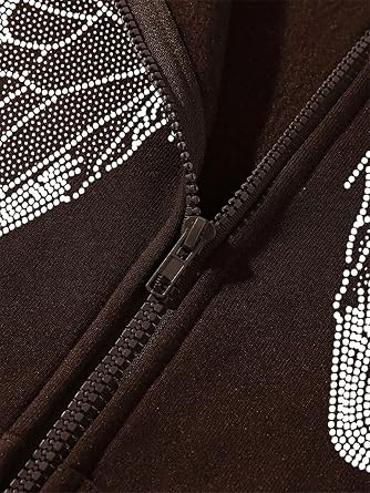 Women's Oversized Hoodie Sweatshirt, Zip Up Jacket Vintage Butterfly Print Hoodie Long Sleeve 90s Y2K E-Girl Coat Jacket (Brown