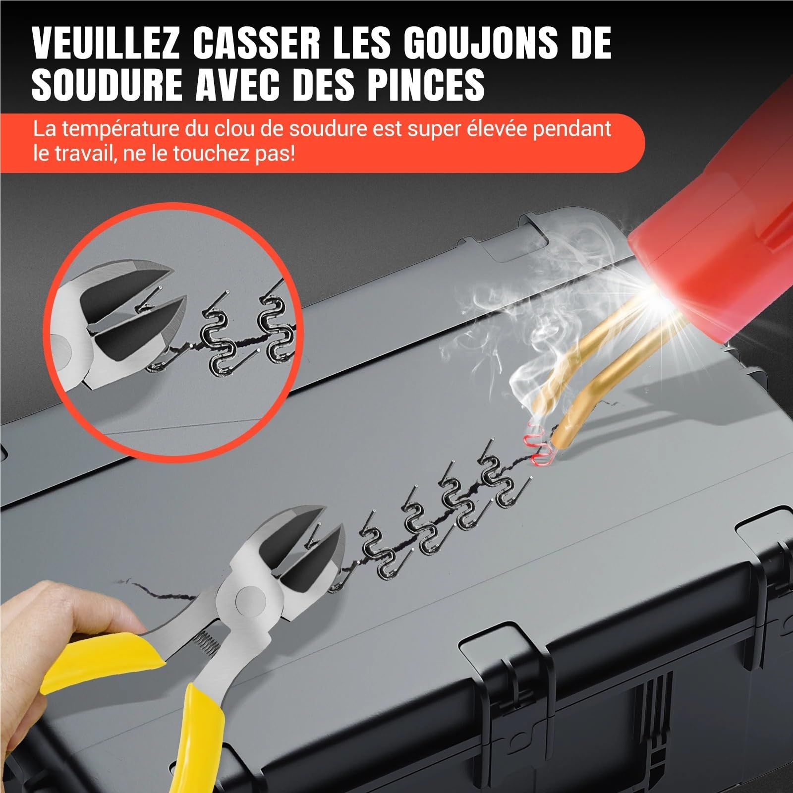 Kit Riparazione Paraurti Auto Kit di Riparazione paraurti Auto con saldatrice per plastica da 150 W, acchina di Saldatura con Punti Metallici Caldi da 800 Pezzi