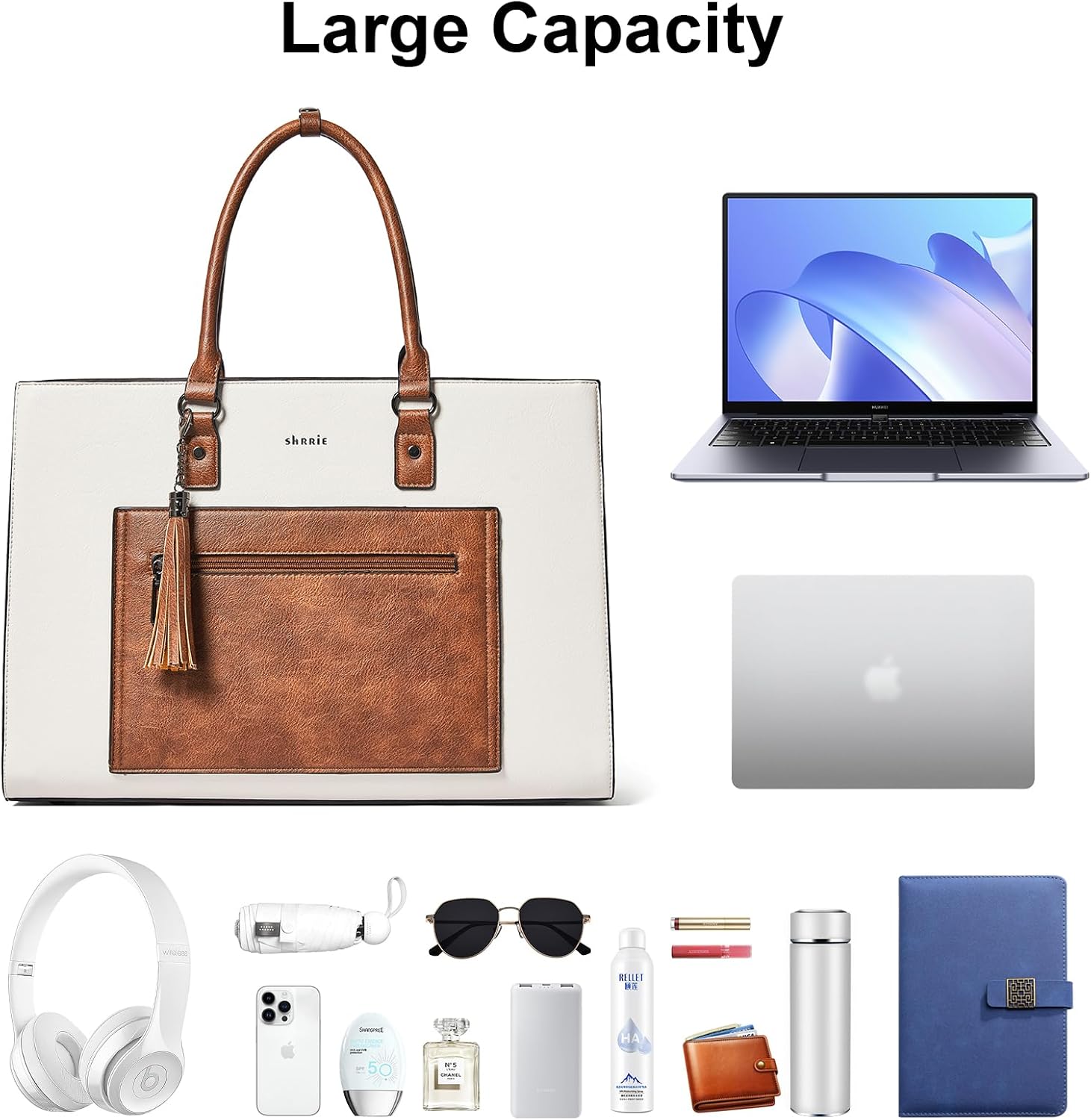 Shrrie 15.7 Inch Laptop Tote Bag for Women 15.6 Inch Waterproof Leather Computer Bags