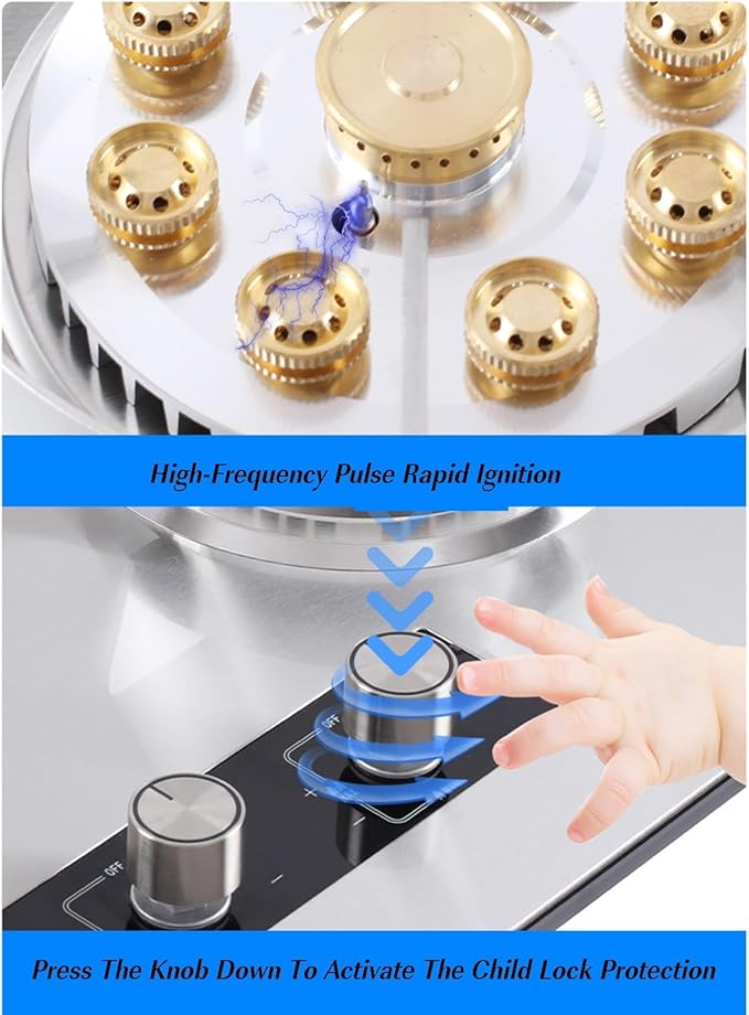 Estufa de Gas Dual Combustible, Acero Inoxidable, con Función de Temporizador miniatura 7