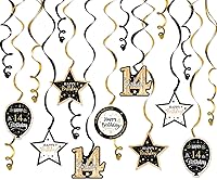 Vista 86 de Serpentinas de remolinos de cumpleaños feliz de 16 años con purpurina azul y plateada - Kit de 15 piezas de remolinos colgantes para el kit