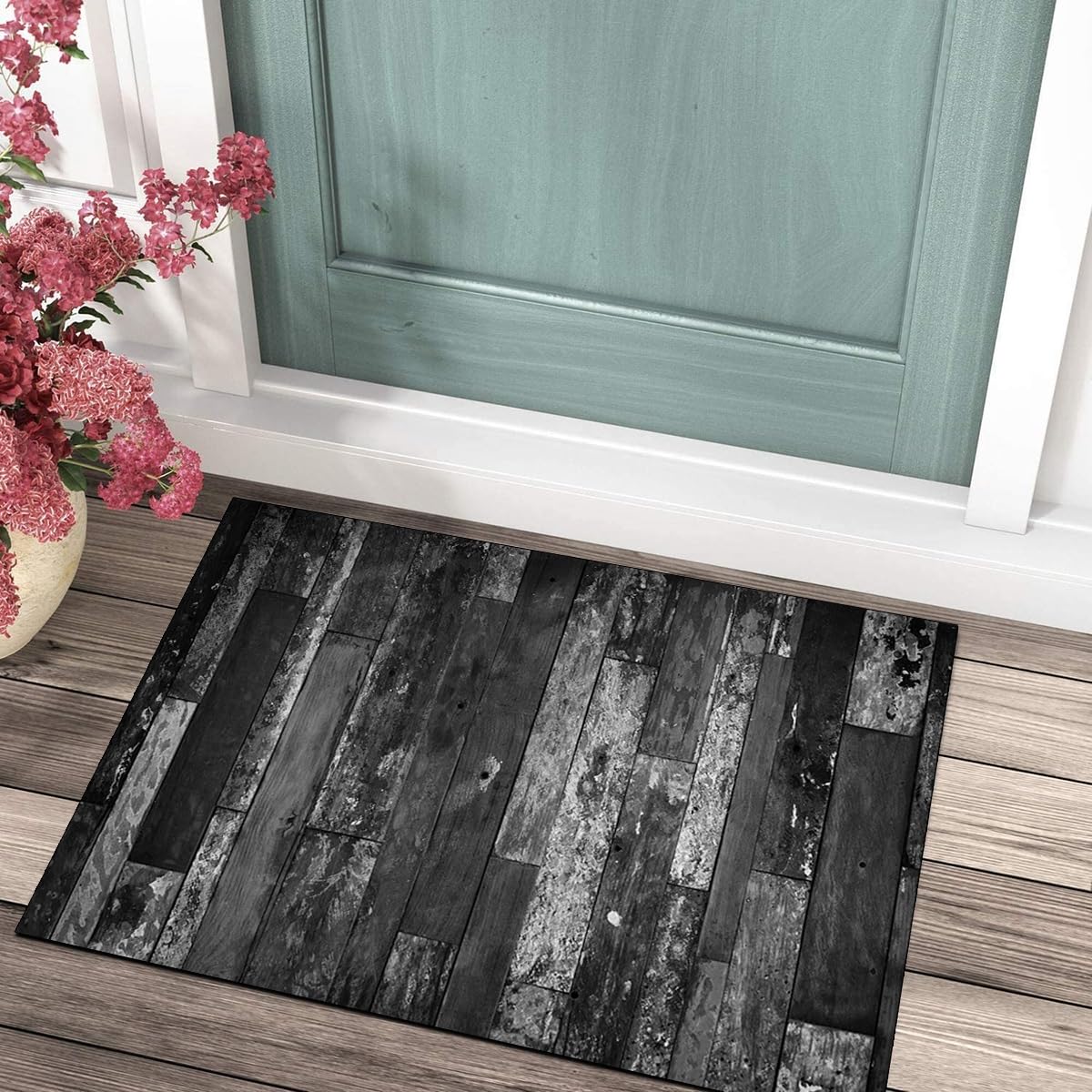 Läufer Flur Küche Teppich rutschfest Schwarz 110x500CM Lang Kücheläufer Waschbar Meterware Holzmuster Teppichmatten Korridor Polyester Wohnzimmer Schlafzimmer