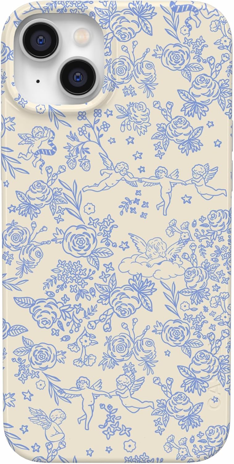 Casely iPhone 14 Plus Case | Cupid's Canvas | Periwinkle Floral | Compatible with MagSafe | Classic Ultra Slim Design