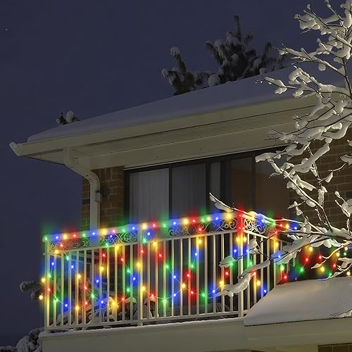 Miniatura 5 de 2 luces solares de decoración de valla de Navidad de 13 pies en total de 26 pies, 380 luces LED semiredondas de Navidad, decoración al aire libre, 8