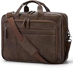 RAINSMORE Messenger Sac pour hommes 16 Sac ordinateur de poche en cuir vintage Sac ordinateur imperméable Sac Satchel rétro