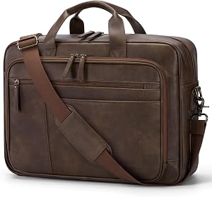 RAINSMORE Messenger Bag for Men 16 Inch Laptop Bag Vintage Leather Laptop Bag Waterproof Computer Briefcase Retro Satchel Bag