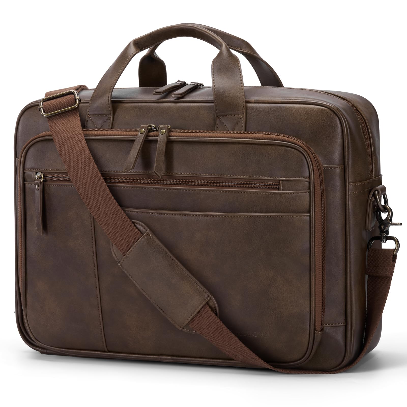 RAINSMORE Messenger Bag for Men 16 Inch Laptop Bag Vintage Leather Laptop Bag Waterproof Computer Briefcase Retro Satchel Bag