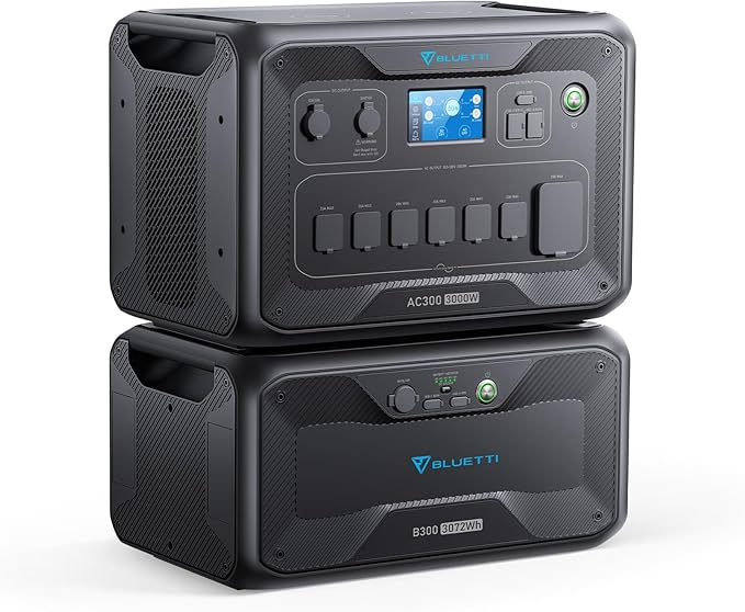 BLUETTI Portable Power Station AC300 & B300, 3072Wh Solar Generator LiFePO4 Power Station w/ 7 3000W AC Outlets (6000W Peak), Work with Alexa, Modular Home Battery Backup for Emergency, Vanlife