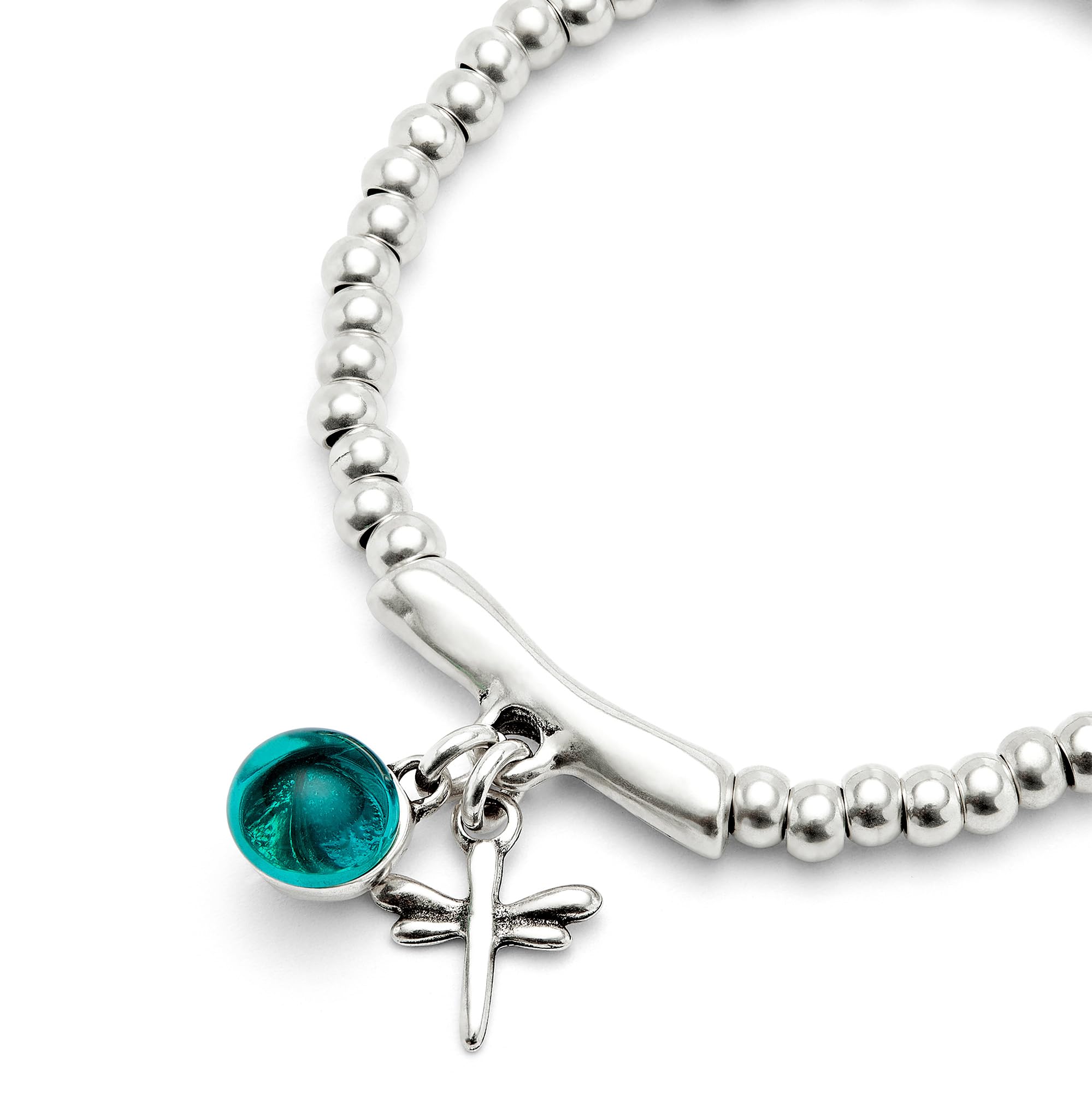 UNOde50 Pulsera de Mujer, Plata, Cristal Murano Verde y Libélula