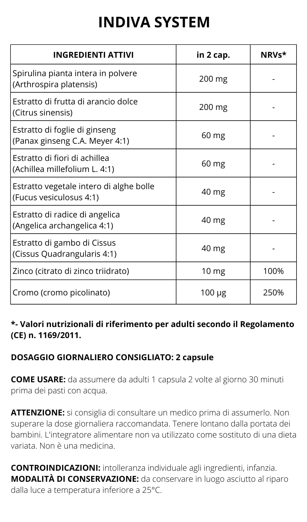 Indiva System - Suplemento dietético para quemar grasas, potente control del apetito, para hombres y mujeres, con espirulina y cafeína. 30 cápsulas (2)