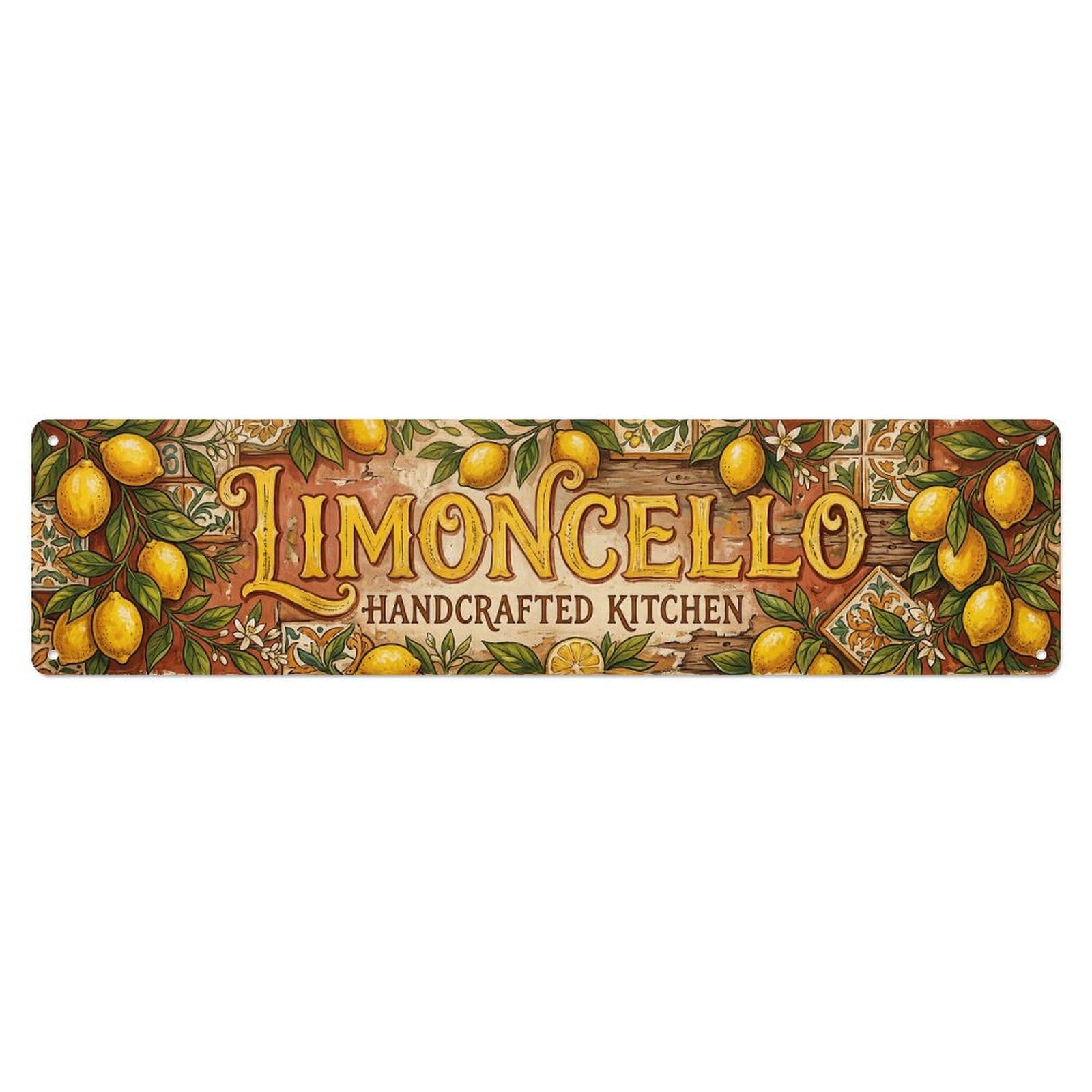 Vintage Limoncello Handcrafted Lemon Kitchen Metal Tin Sign Plaque Wall Decor for Cafe, Club, Garden Metal Poster 4x16Inch