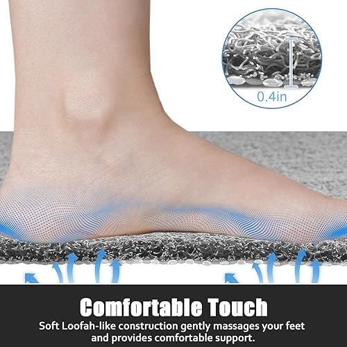 Miniatura 4 de Tapete de ducha cuadrado antideslizante 24 x 24 pulgadas, con orificio de drenaje en el medio, súper suave y cómodo, tapete de baño de masaje de