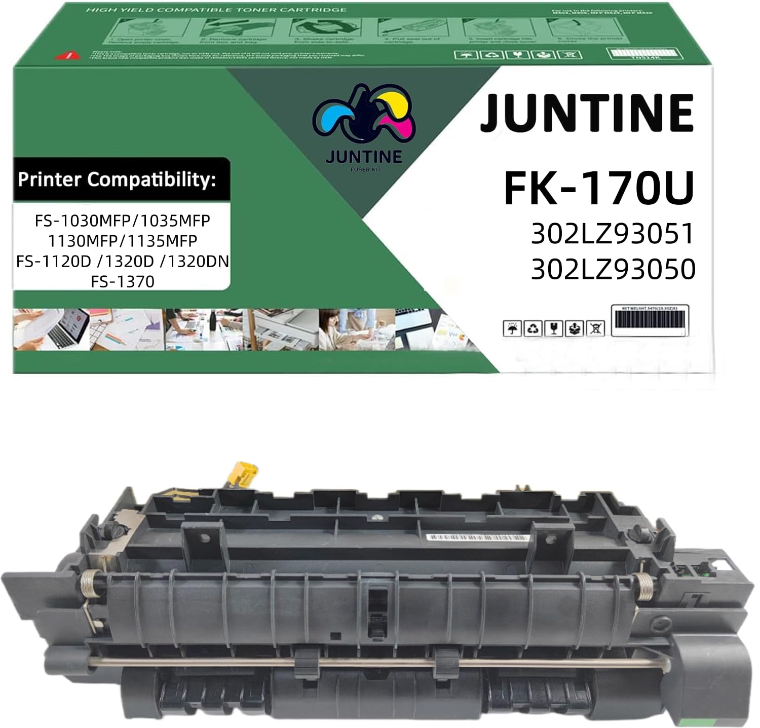 JUNTINE FK-170U Fuser Unit Replacement for Kyocera FK-170U 302LZ93051 302LZ93050 Fuser Unit Compatible with Kyocera FS-1030MFP 1035MFP 1130MFP 1135MFP FS-1120D 1320D 1320DN FS-1370 peinters(110V- 80K)