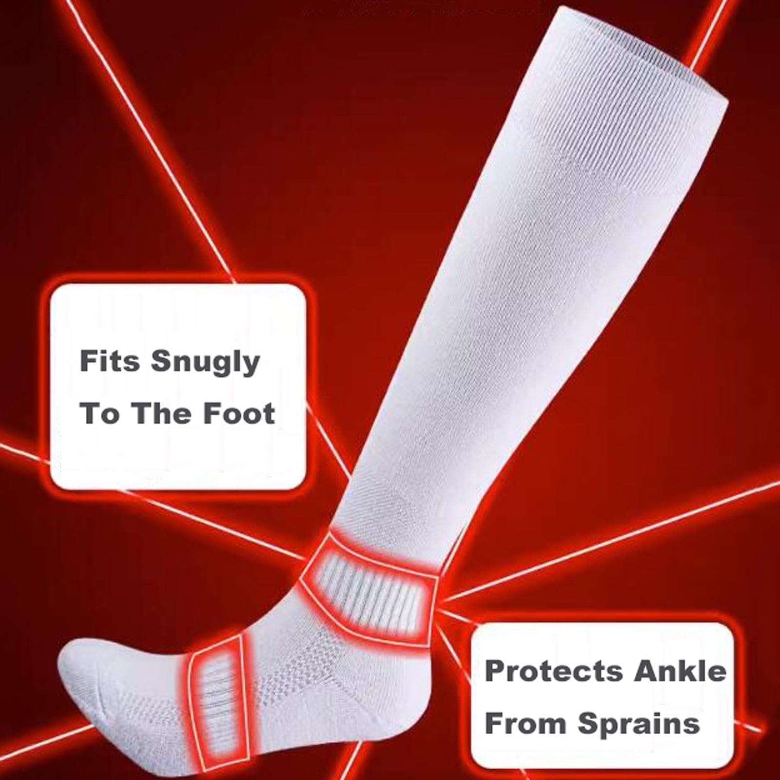 HIXEL Sports Fencing Socks for Epee Sabre Foil Protective Fencing Stockings for Child and Adult Cotton Sweat-Absorbing(Red,Large)