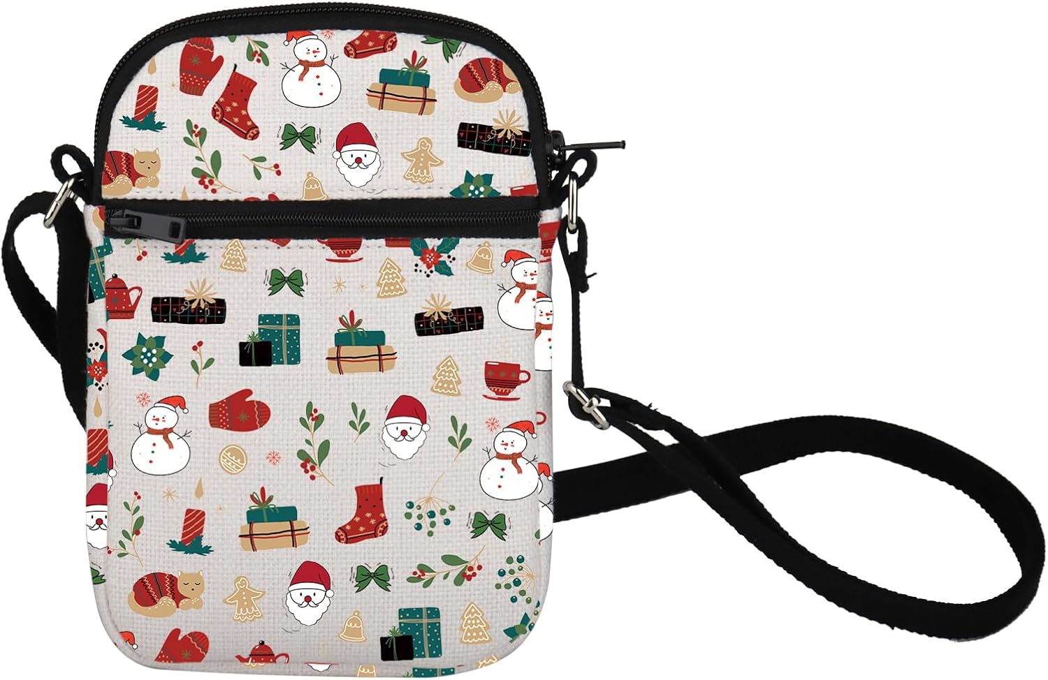 BNQL Merry Christmas Crossbody Bag Merry Christmas Gifts Christmas Messenger Bag Merry Christmas Sling Shoulder Bag Handbag, White - Image 7