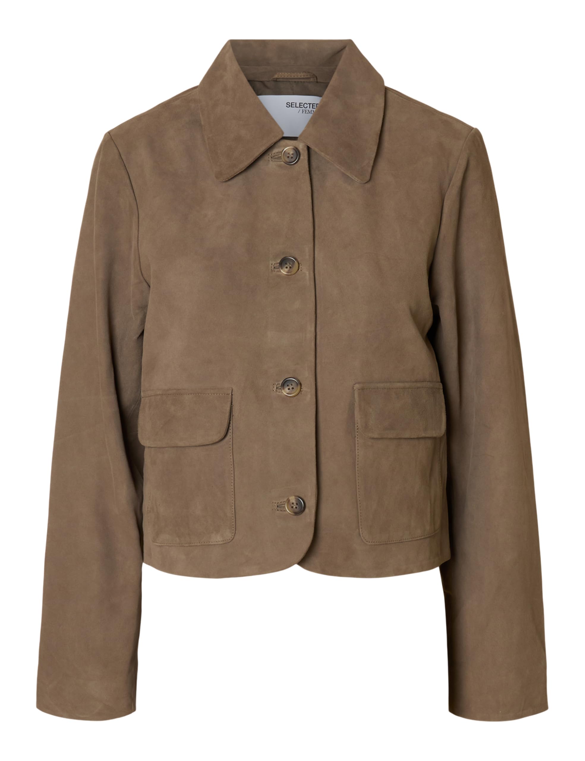 SELECTED FEMME Damska kurtka Slfkaya Suede Jacket Noos, Fungi, Numeric_36, Fungi, numeric_36