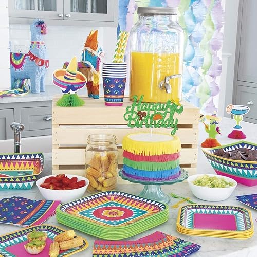 Miniatura 6 de Feliz Cumpleaños - Decoración para tartas con temática mexicana, suministros de cumpleaños con cactus y maracas