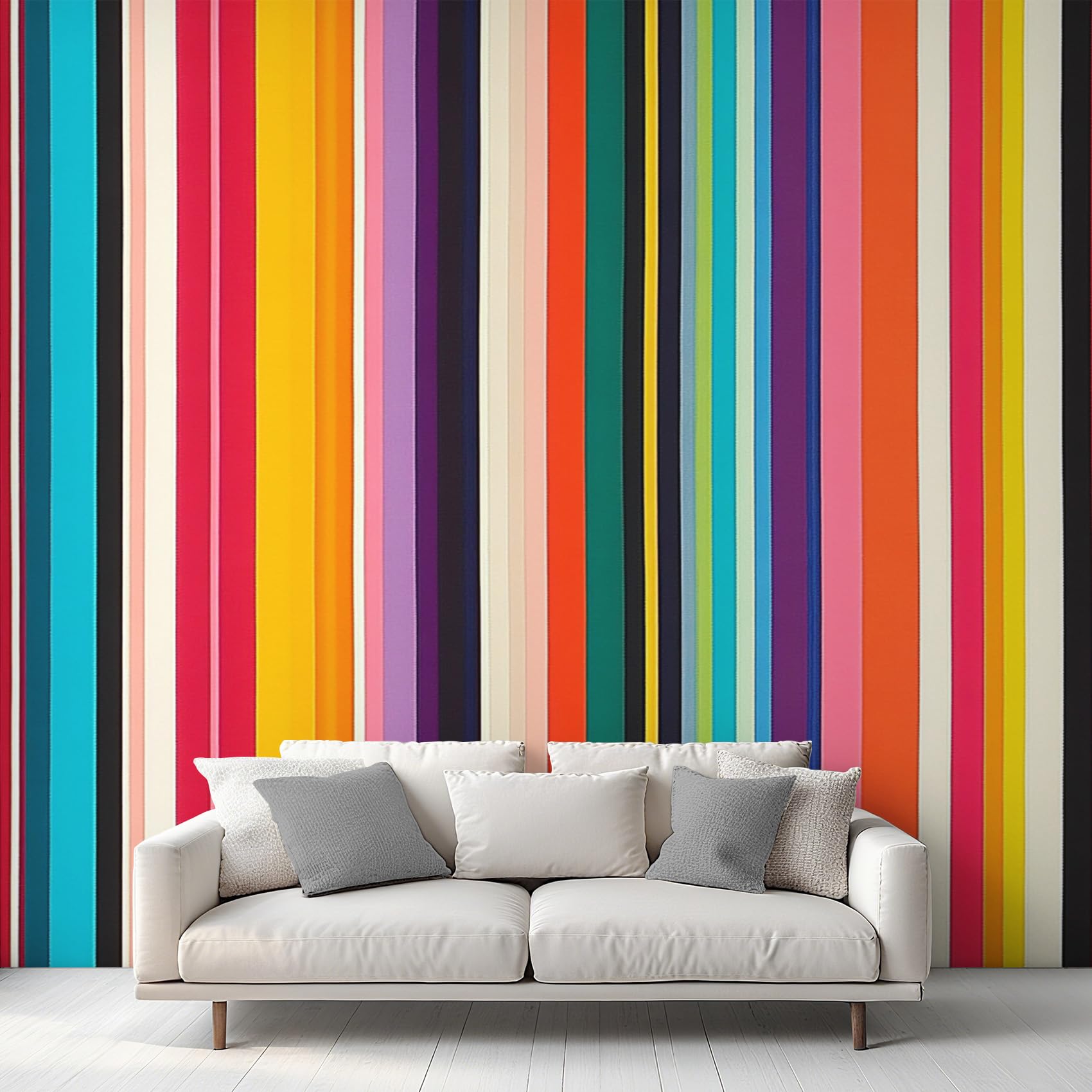 Living Room Wallpaper for Bedroom, Rainbow Striped Wallpaper, Stripe Colorful Wall Mural, Home Decor, Photo Wall Paper, 300 x 210 cm 32&I