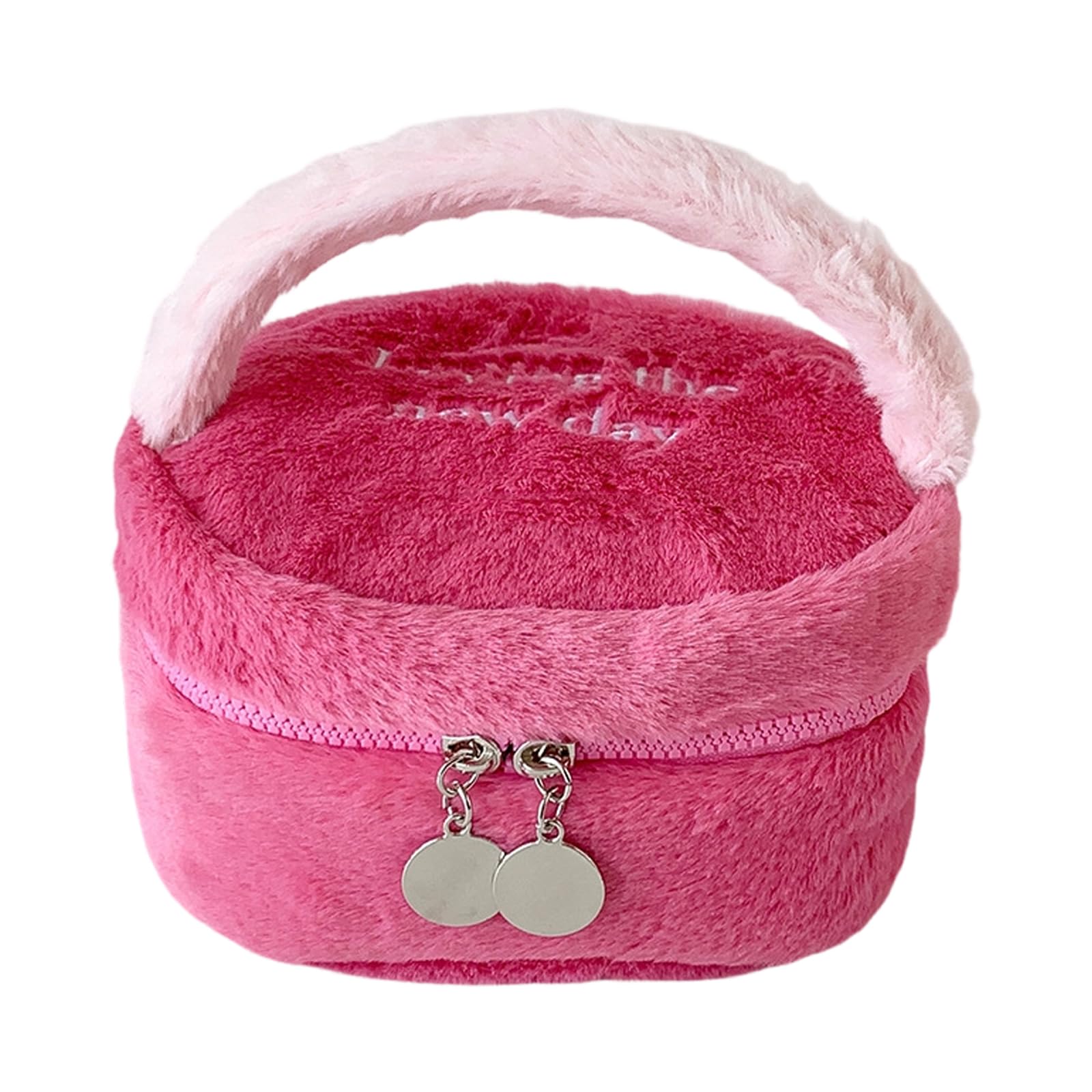 WAGHAVEN Multipurpose Plush Cosmetic Case with Sturdy Handles for Quick Access Thin Travel Bag