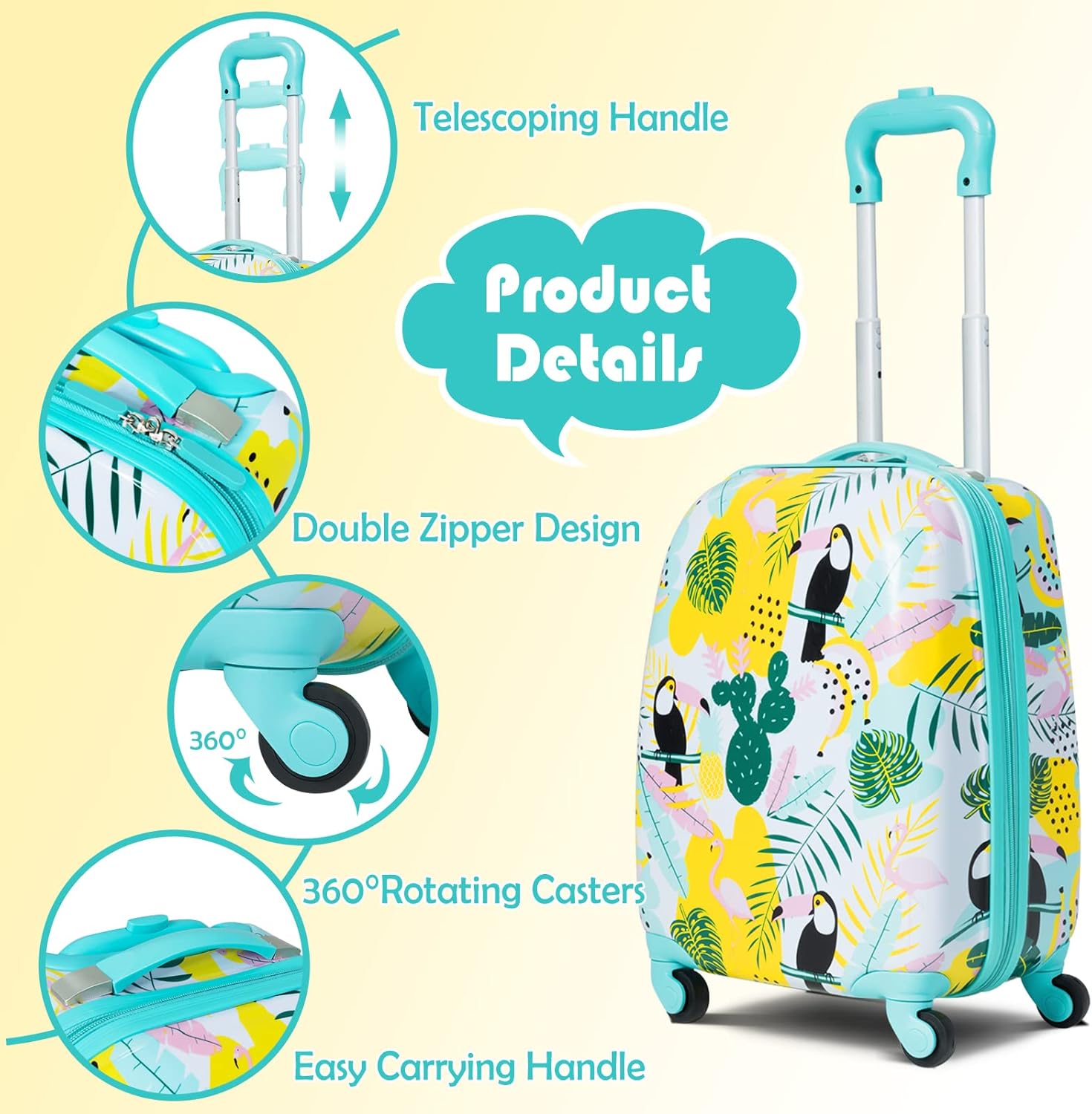 Review BABY JOY 2 PC Kids Luggage, 16” Toddlers Carryon Suitcase & 12
