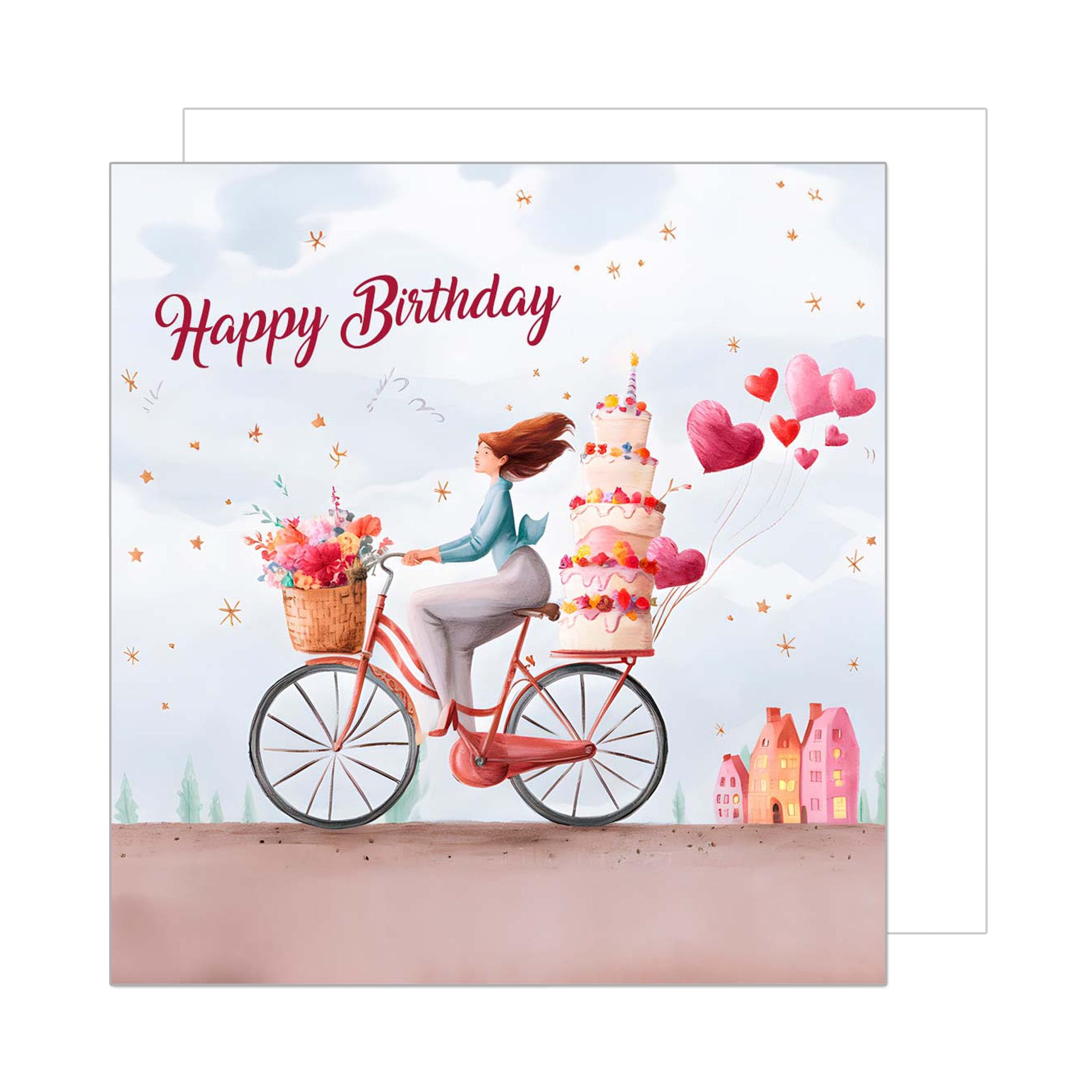 Edition Seidel Carte D'anniversaire Carrée Premium Avec Enveloppe. Carte De Billet Joyeux Anniversaire Pour Petite Amie, épouse, Enfant, Fleurs, Papillon (GQ322 SW024