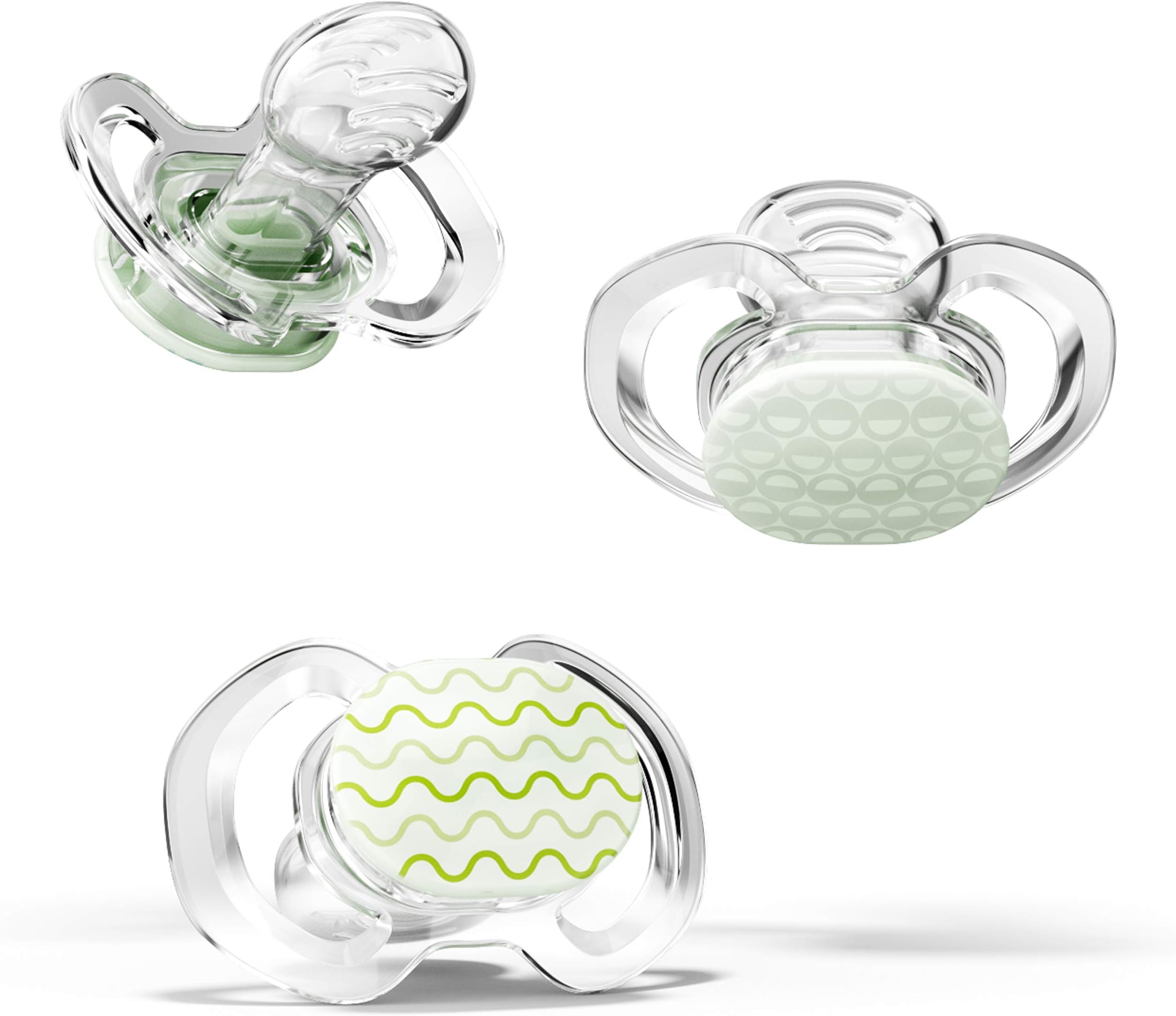 SmiloBaby Pacifier with Orthodontic Design for Healthy Dental Development - Stage 2 for Babies 3-9 Months - Pack of 3X 100% Silicone Pacifiers BPA Free - Glow-in-The-Dark