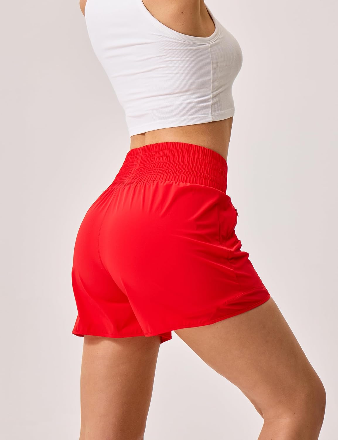 Womens Athletic Shorts High Waisted Quick Dry Lightweight Running Shorts Sporty Workout Gym Shorts with Double Zipper Pockets - Image 7