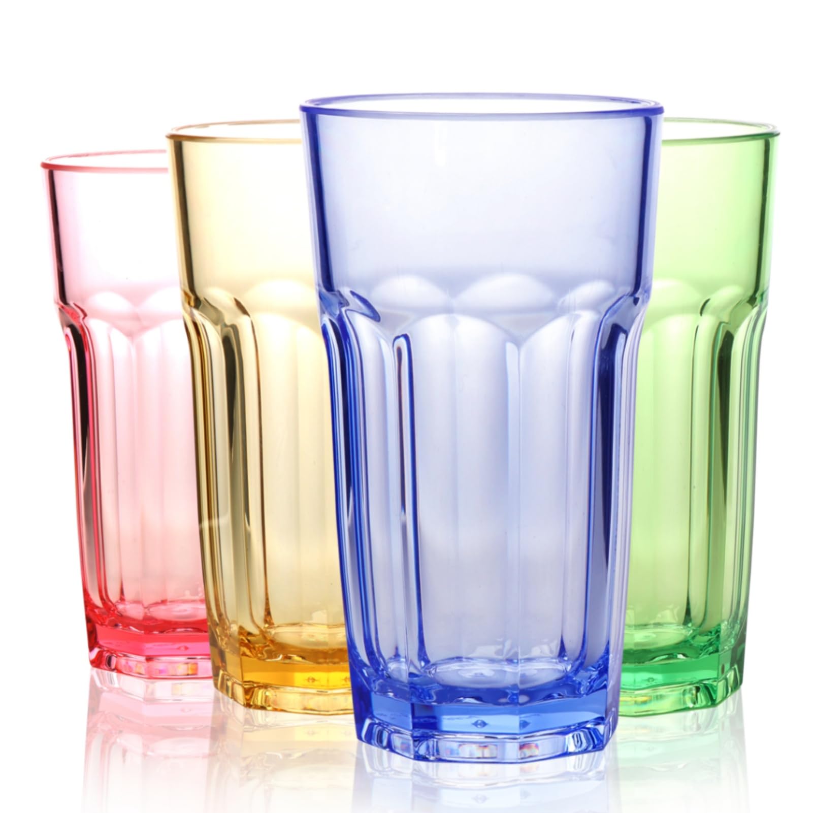 Plastic Tumblers Acrylic Stackable Drinking Glasses Stackable Cups for Adults 405ml Set of 4 Plastic Acrylic Drink Tumblers (405ml Color)
