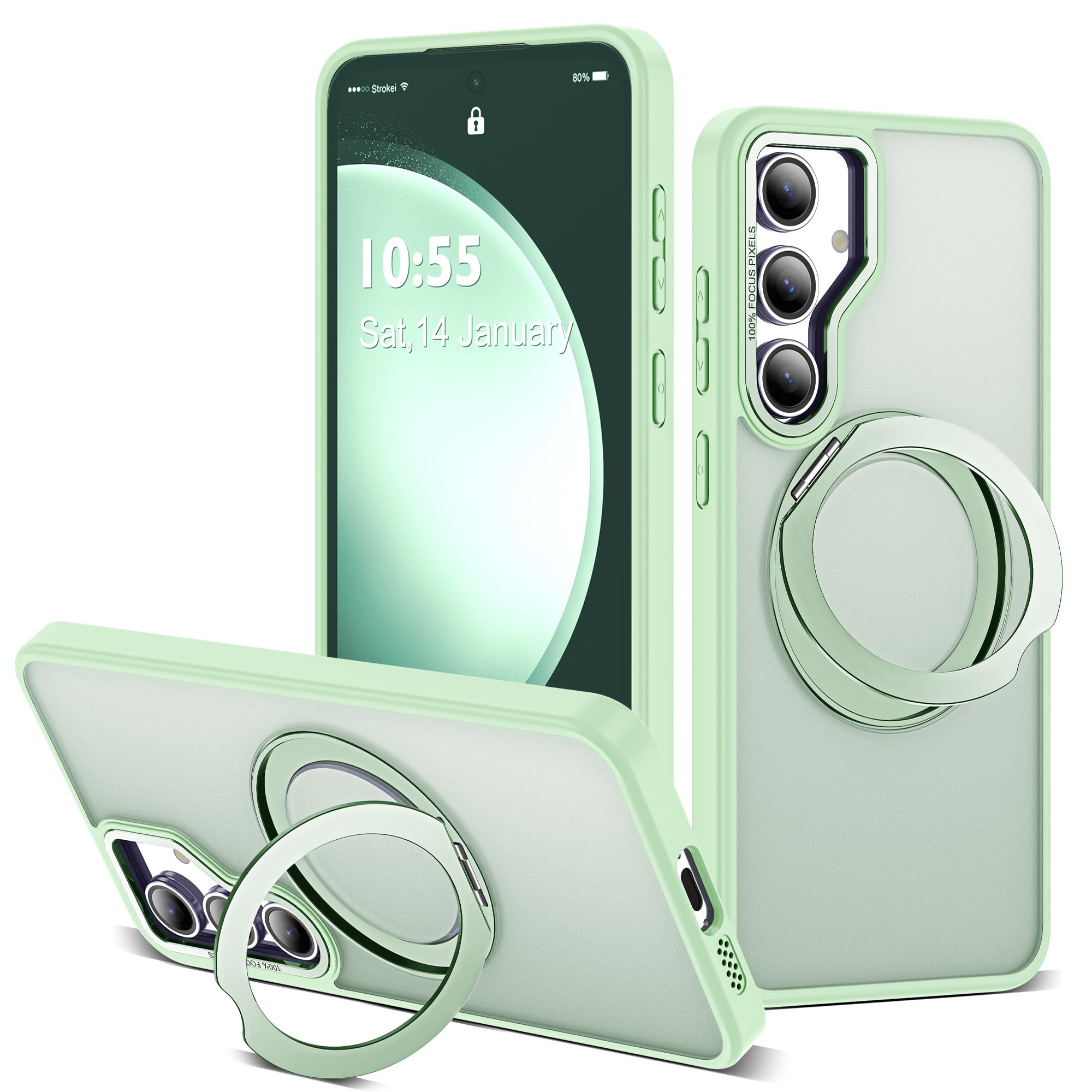 for Samsung Galaxy S23 FE Case with 360° Spin Stand,Green