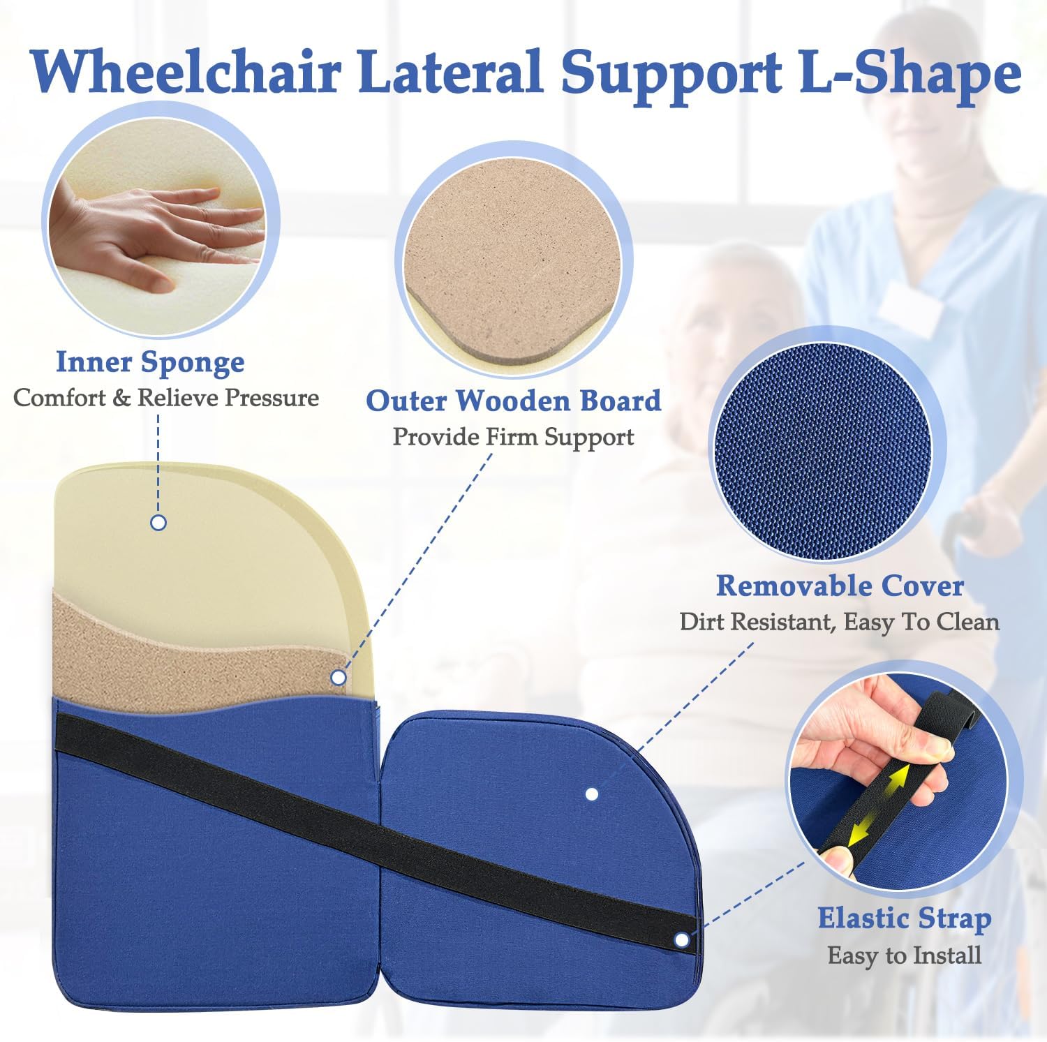 Lateral Support for Wheelchair Lateral Cushions for Seniors Wedge Pads Chair Support Attachment L Shape Padded for Wheelchair Side Right Guards Solid Panels for Elderly Positioning Better Posture