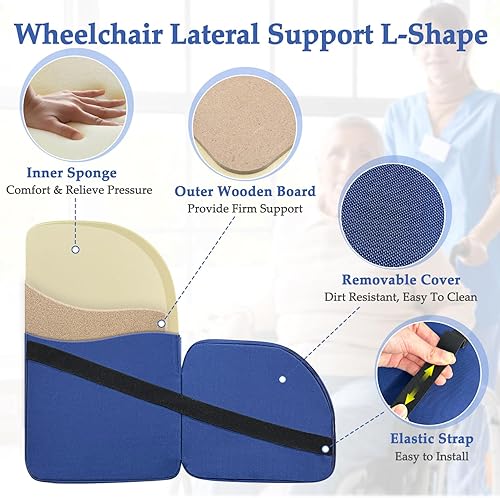 Miniatura 2 de Lateral Support for Wheelchair Lateral Cushions for Seniors Wedge Pads Chair Support Attachment L Shape Padded for Wheelchair Side Right Guards