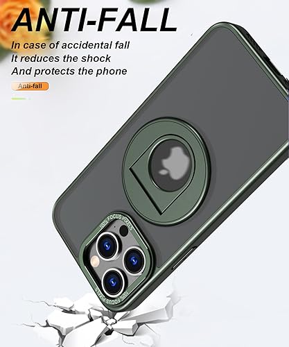 Miniatura 5 de Funda magnética para iPhone 15 Pro Max compatible con Magsafe, grado militar, a prueba de golpes, mate, delgada, con soporte de anillo magnético