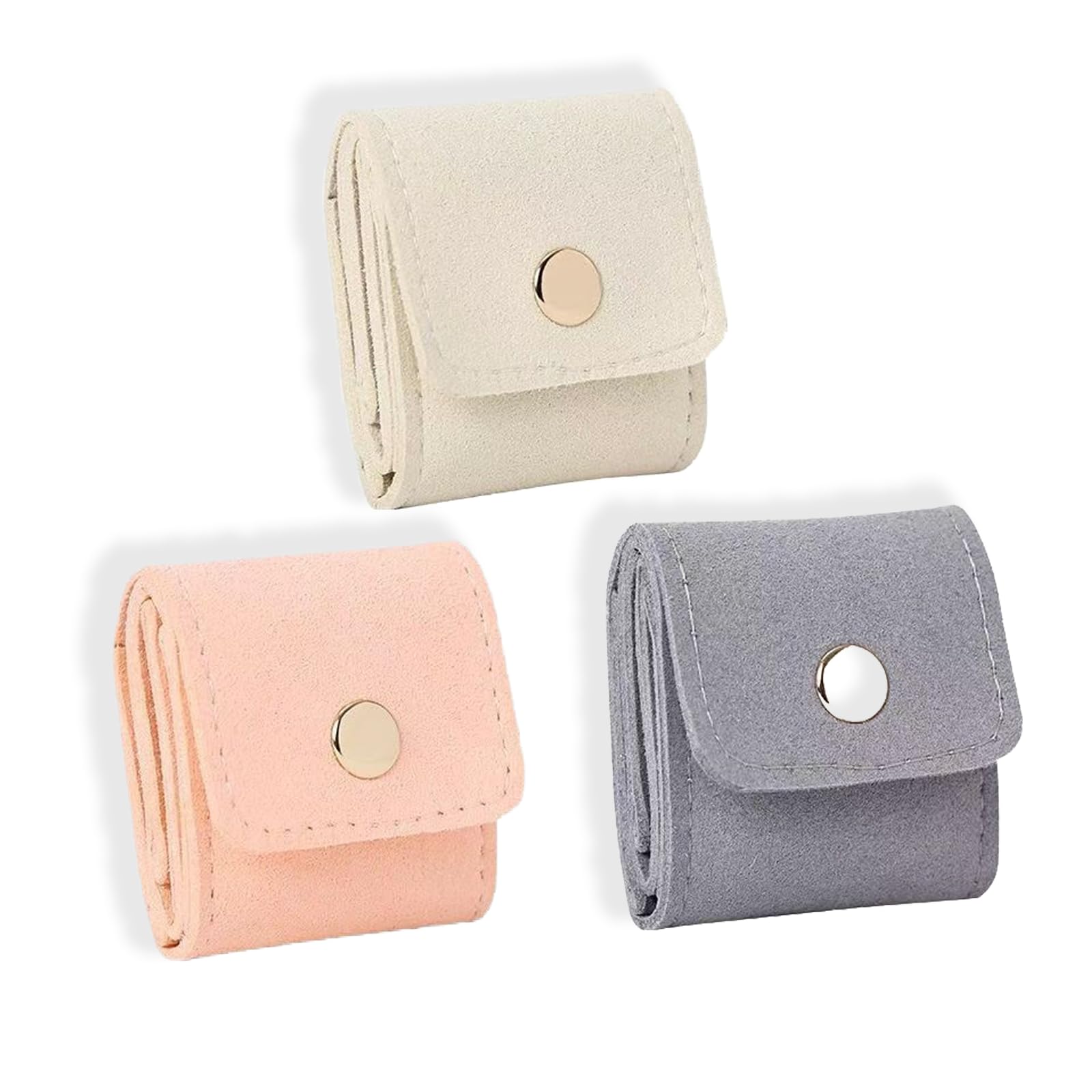 fKiZanthene 3PCS Travel Jewellery Pouch Set, Mini Jewellery Bags and Organisers for Rings Earrings Necklaces, Portable Jewellery Storage Pouches for Travel and Home Use