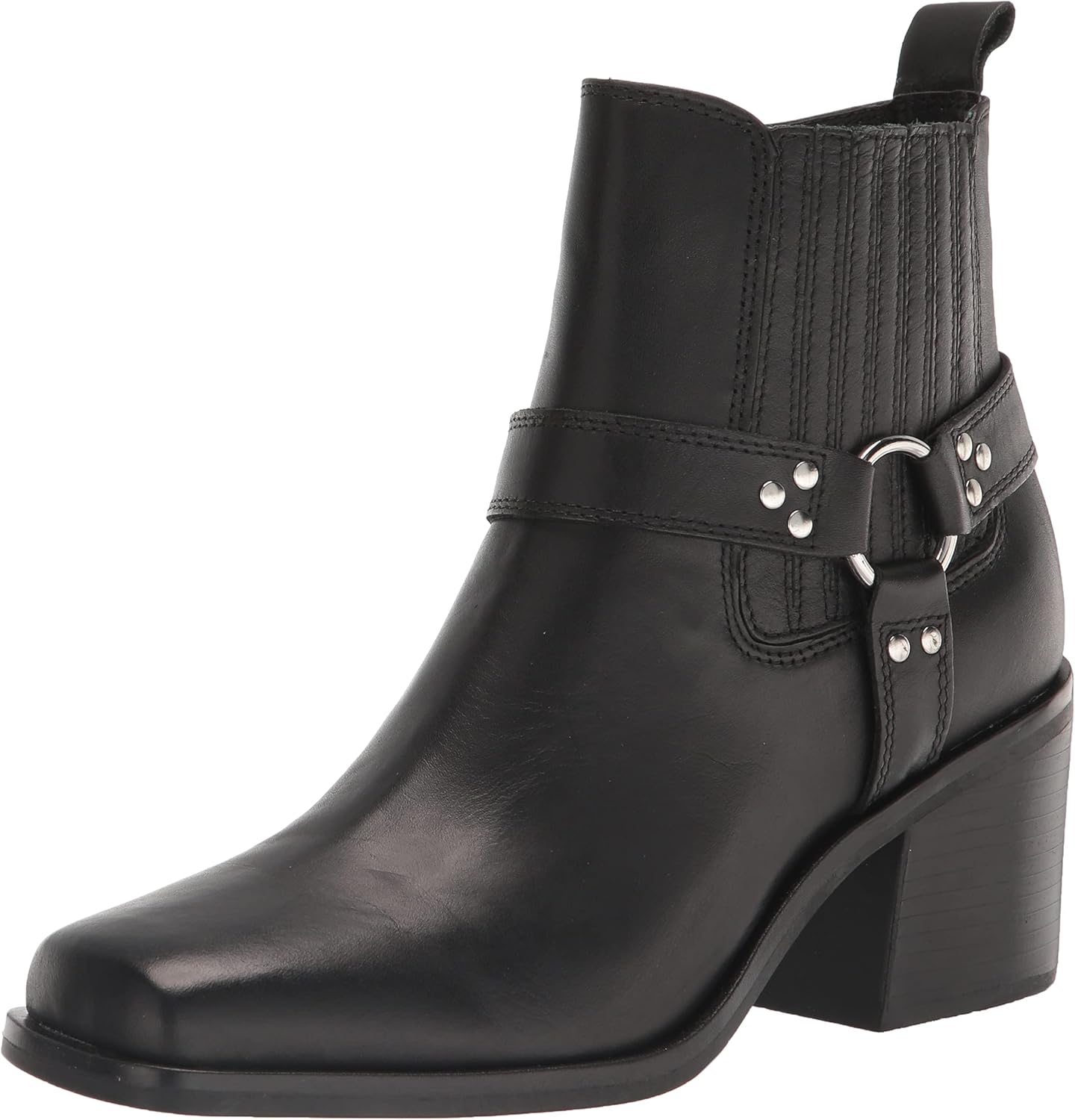 Steve Madden Women's Wells Ankle Boot, Black Leather, 7.5