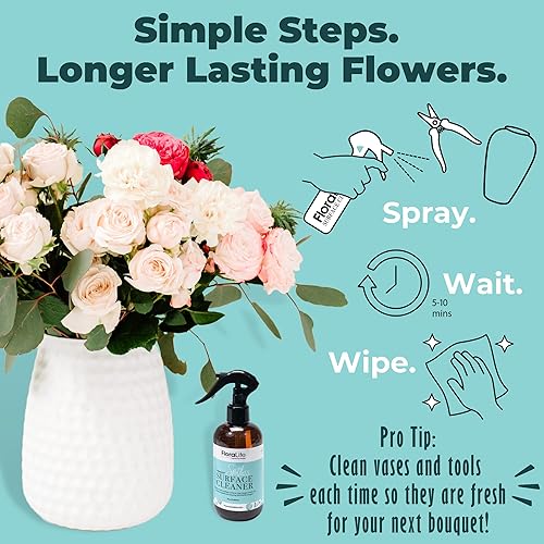 Miniatura 5 de Floralife Herramienta de flores y limpiador de jarrones, espray limpiador suave para múltiples superficies, suministros para arreglos florales (8