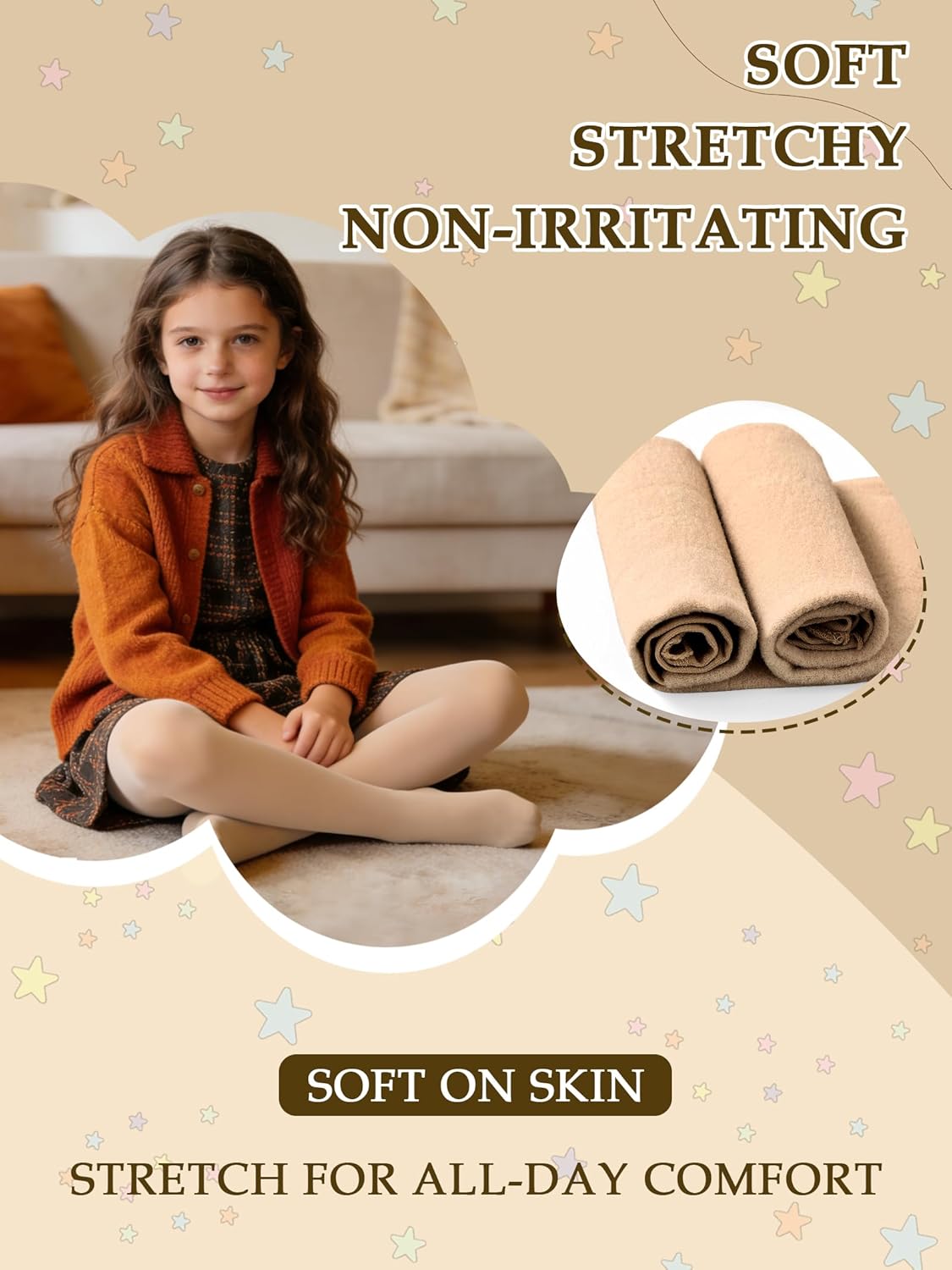 DancMolly Girls Fleece Lined Tights, Warm Cozy Winter Footed Leggings for Kids, Multiple Sizes - Image 4