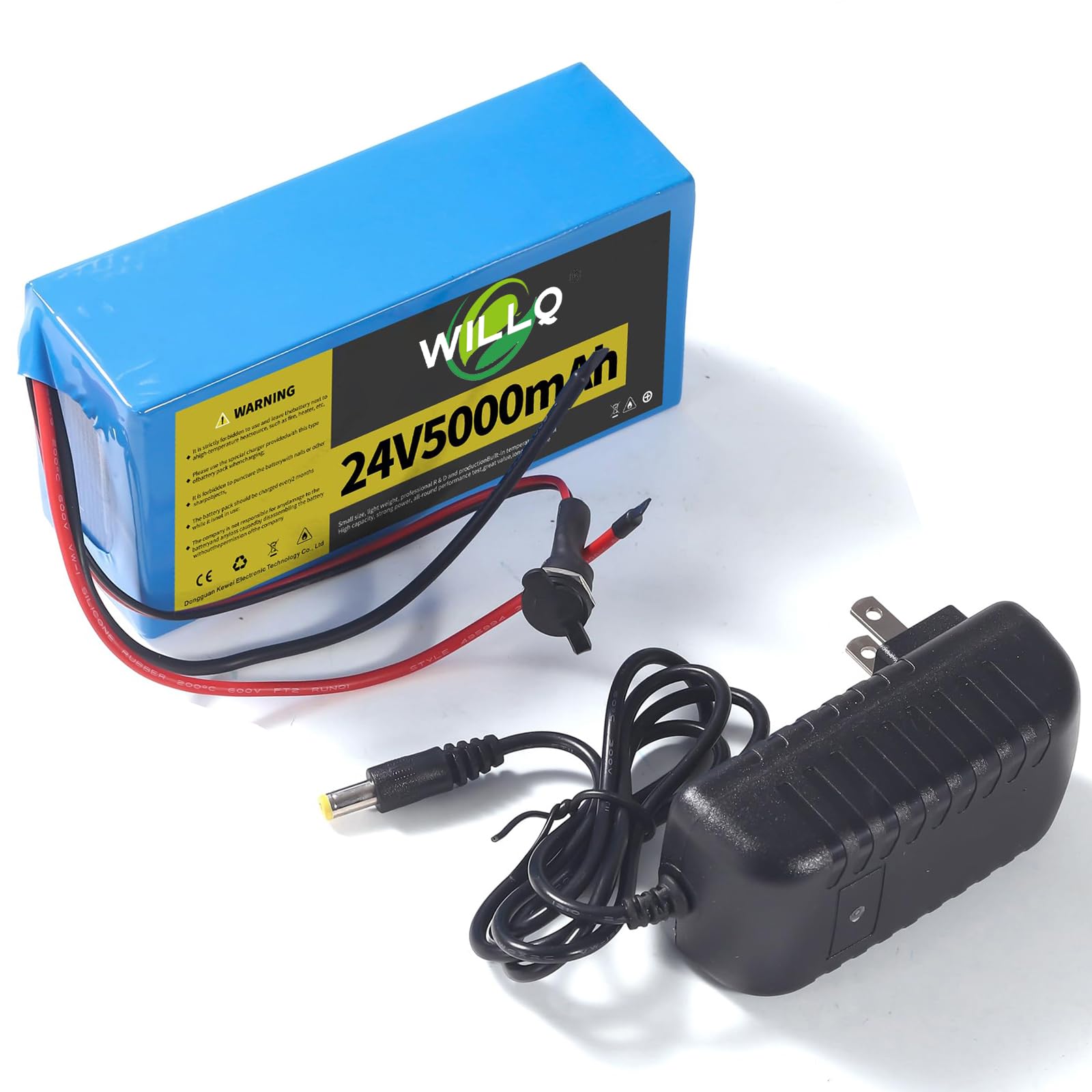 Batteria Litio Ricaricabile 24V 5Ah Batteria Interna Ricaricabile 24 Volt per Giocattoli elettrici Illuminazione Esterna Strisce LED e progetti Fai da Te, con Caricabatterie