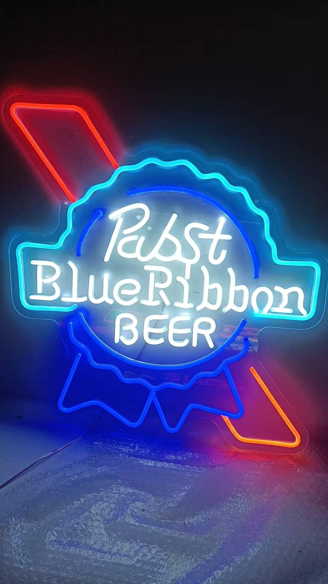 Neon Signs for Wall Decor 16x20inch Pabsts Blue Ribbon Sign Light Lamp Beer Bar Pub With Hd Vivid Printing Tech Artwork Neon Led Tubing PVC 14"x17"