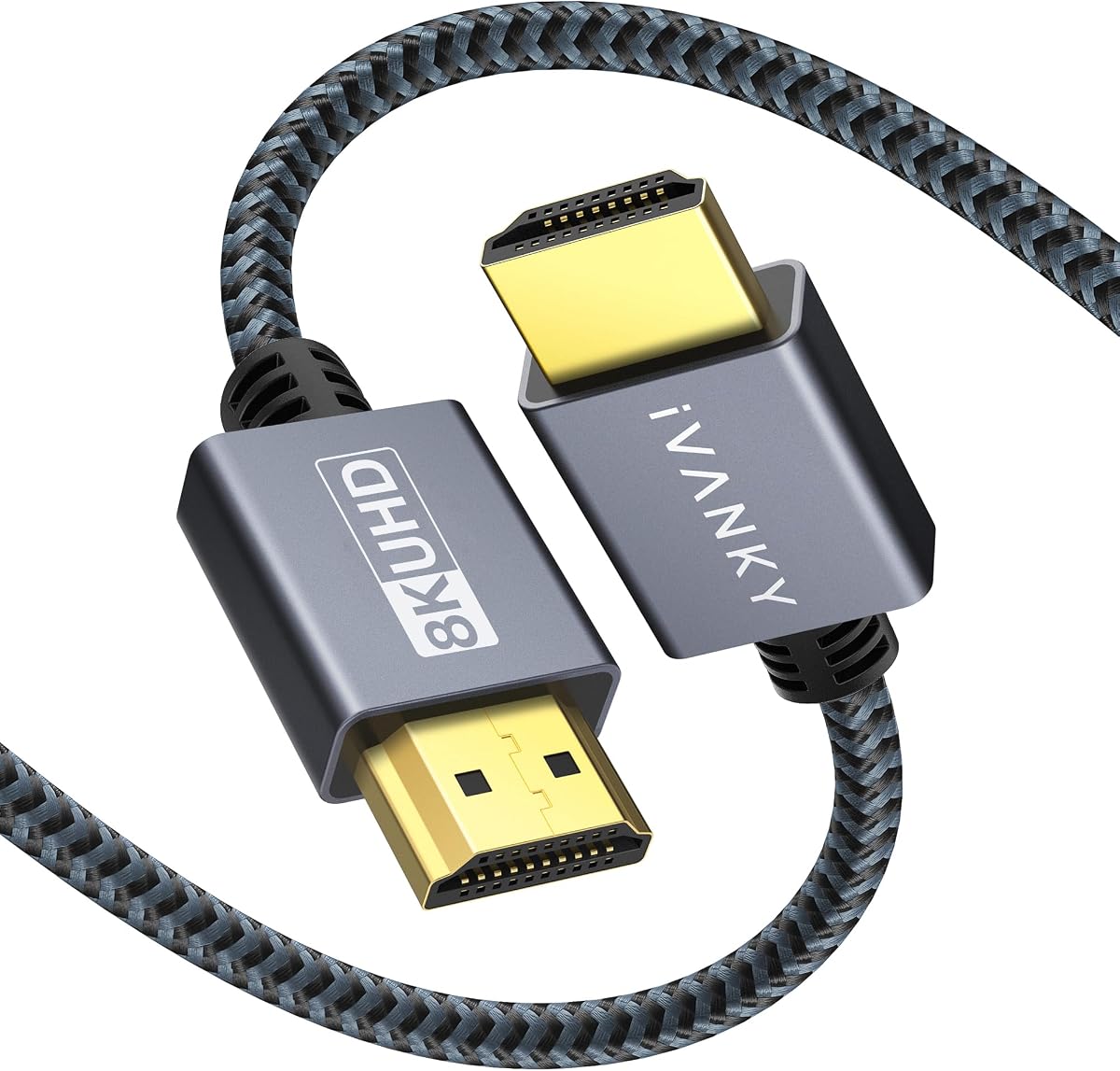 10K 8K HDMI Cable 6.6 FT, Ultra High Speed 48Gbps HDMI 2.1 Cable | Supoort 4K@120Hz 8K@60Hz, HDR, 3D, HDCP 2.2&2.3, Braided HDMI Cord, 6ft Compatible with Roku TV/PS5/HDTV/Blu-ray