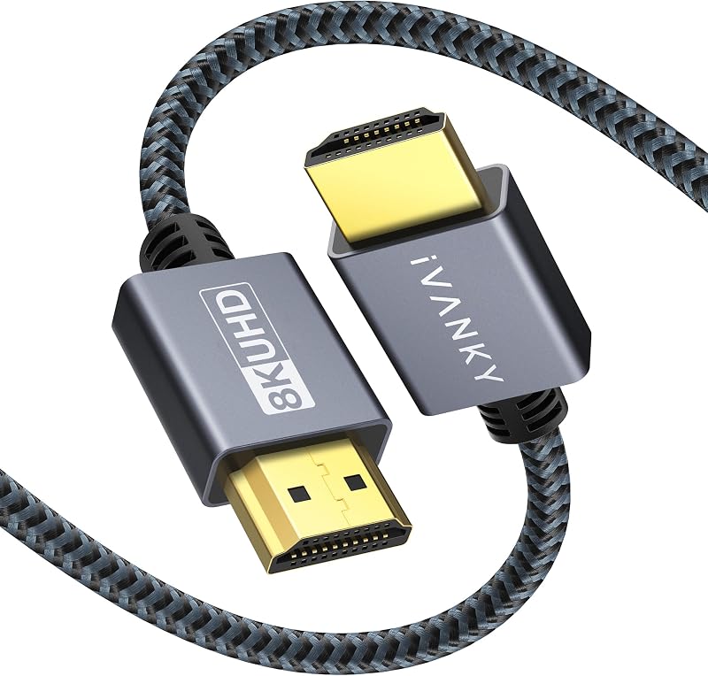 IVANKY 10K 8K HDMI 2.1 Cable 4ft, Ultra High Speed HDMI Cable 48Gbps | [8K@60Hz, 4K@120Hz, HDCP 2.3, HDR10, eARC], Braided HDMI Cord Compatible with TV/Laptop/Monitor/PS5/Xbox/Projector, 4FT