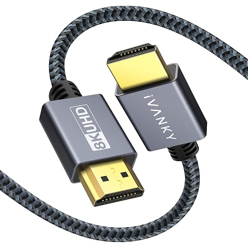 IVANKY 8K HDMI Cable 4ft, High Speed 48Gbps HDMI 2.1 Cable, [10K 8K@60Hz, 4K@120Hz, HDCP 2.3, HDR 10,eARC,HDR], Braided HDMI Cord Compatible for TV/Laptop/Monitor/PS5/Xbox/Projector, 4FT